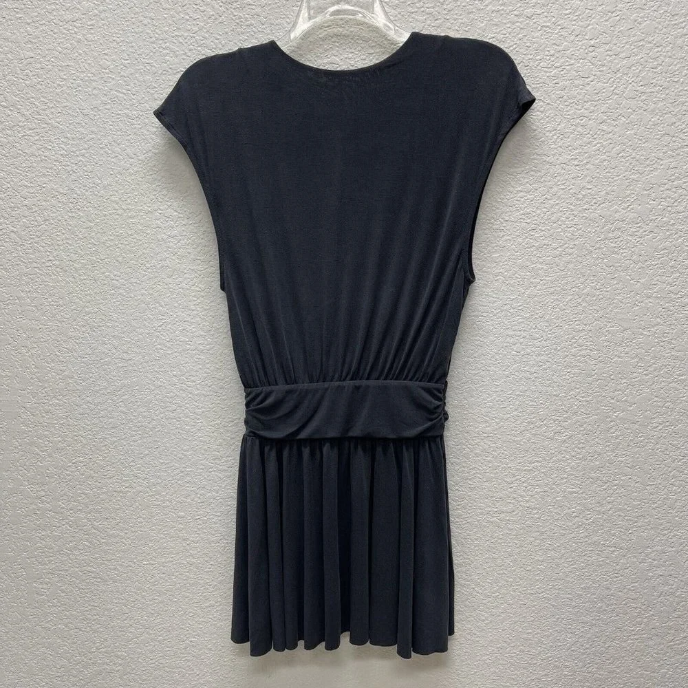 FREE PEOPLE CRISS CROSS Womens Small Dress Gray Cap Sleeves Raw Hem Flirty Fun - Picture 6 of 8